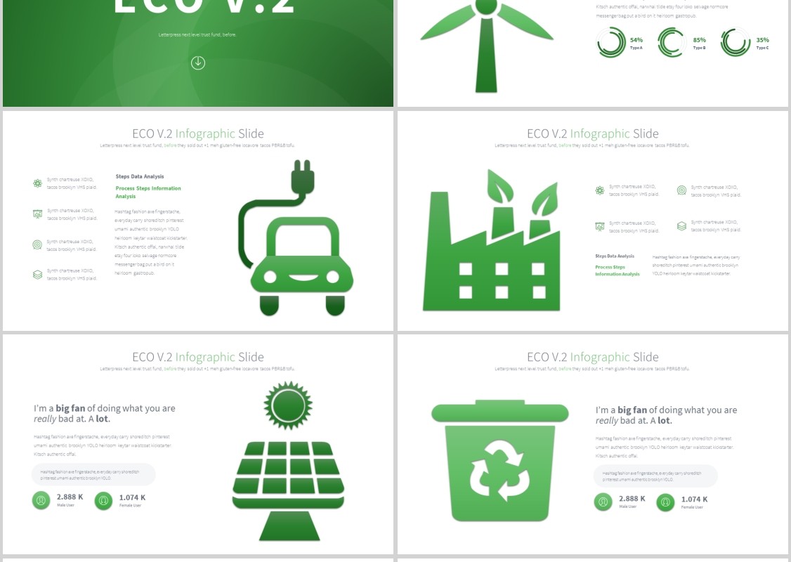 生态环境PPT信息图表模板ECO V.2 - PowerPoint Infographics Slides