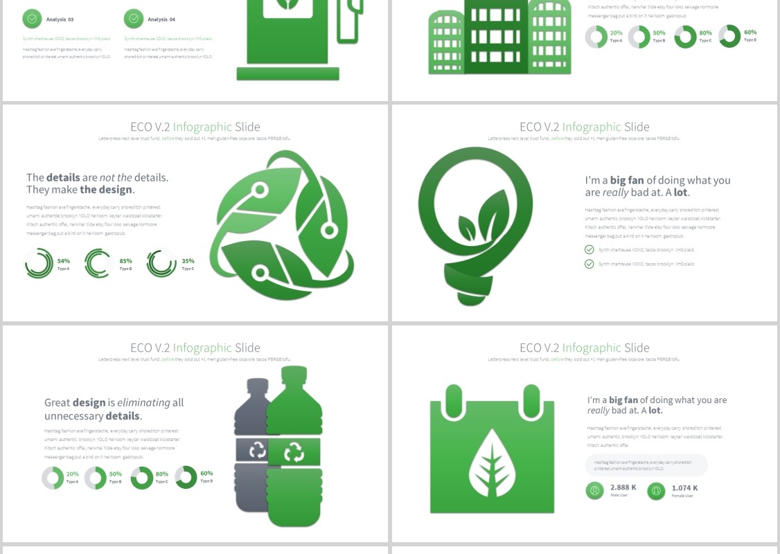 生态环境PPT信息图表模板ECO V.2 - PowerPoint Infographics Slides