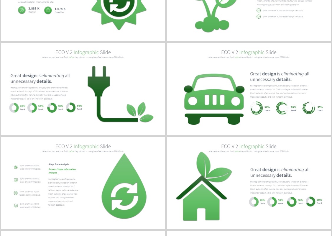 生态环境PPT信息图表模板ECO V.2 - PowerPoint Infographics Slides
