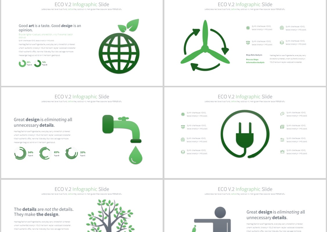 生态环境PPT信息图表模板ECO V.2 - PowerPoint Infographics Slides