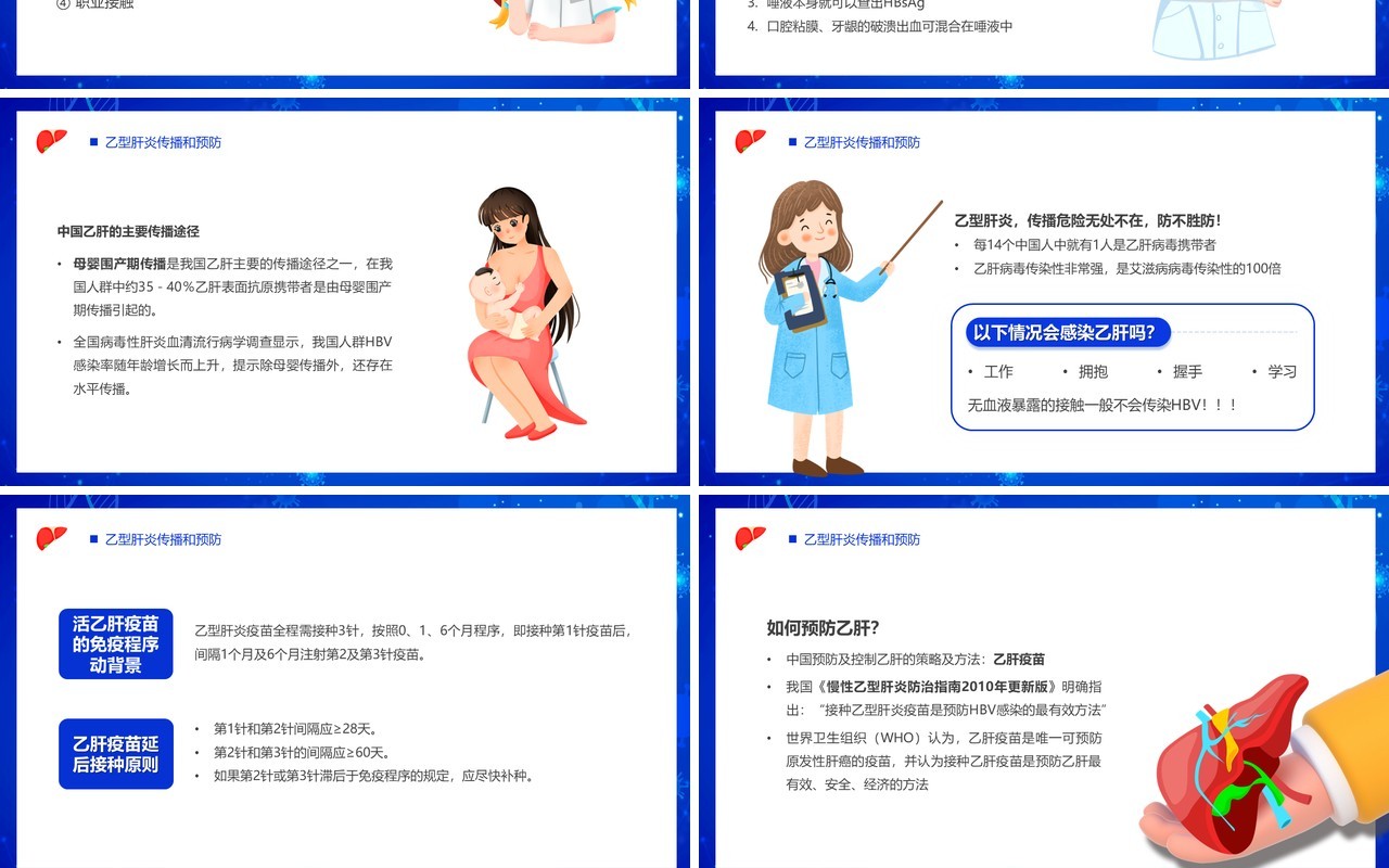蓝色卡通风肝病健康宣教PPT模板
