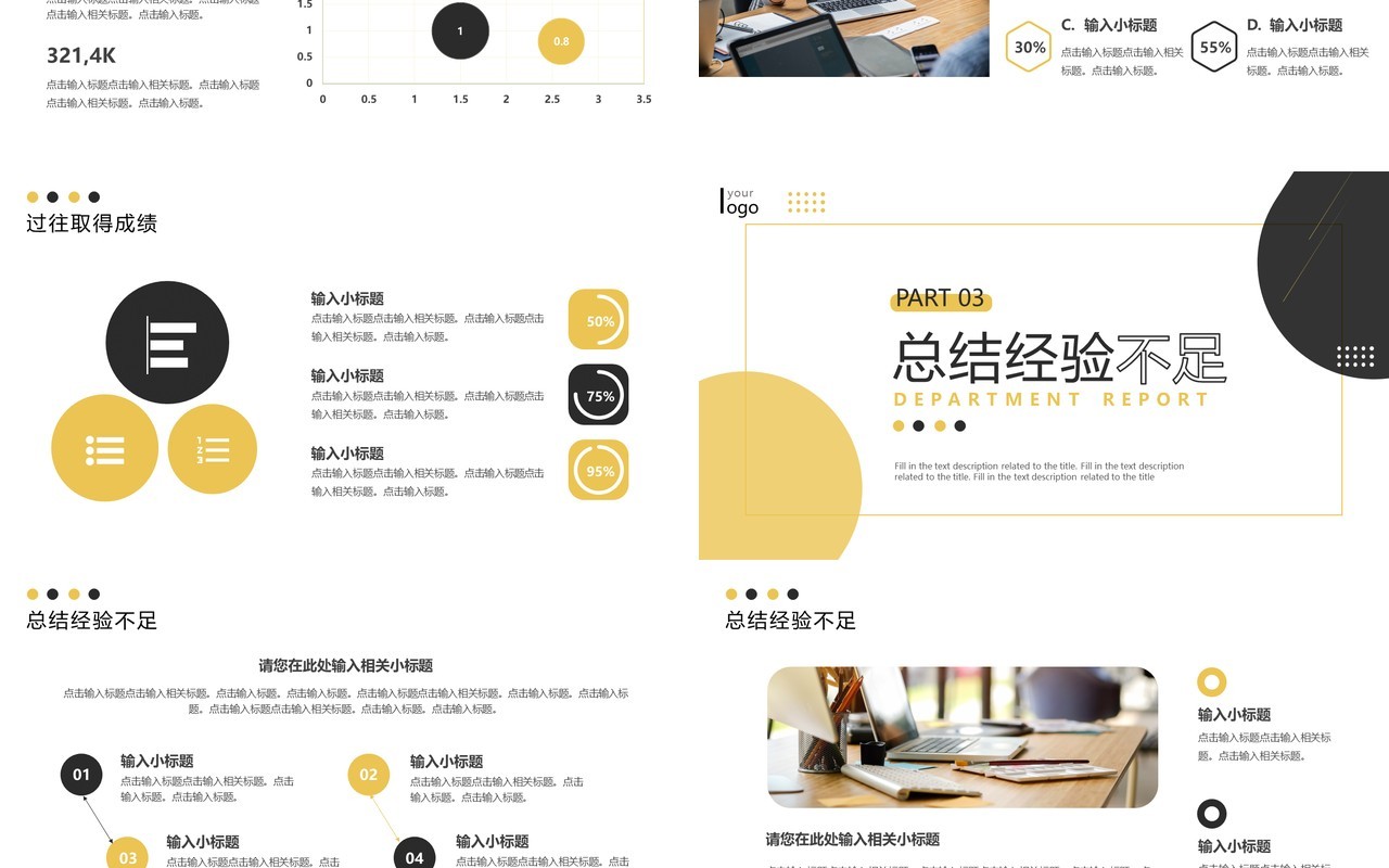 黄黑色商务风部门述职汇报PPT通用模板