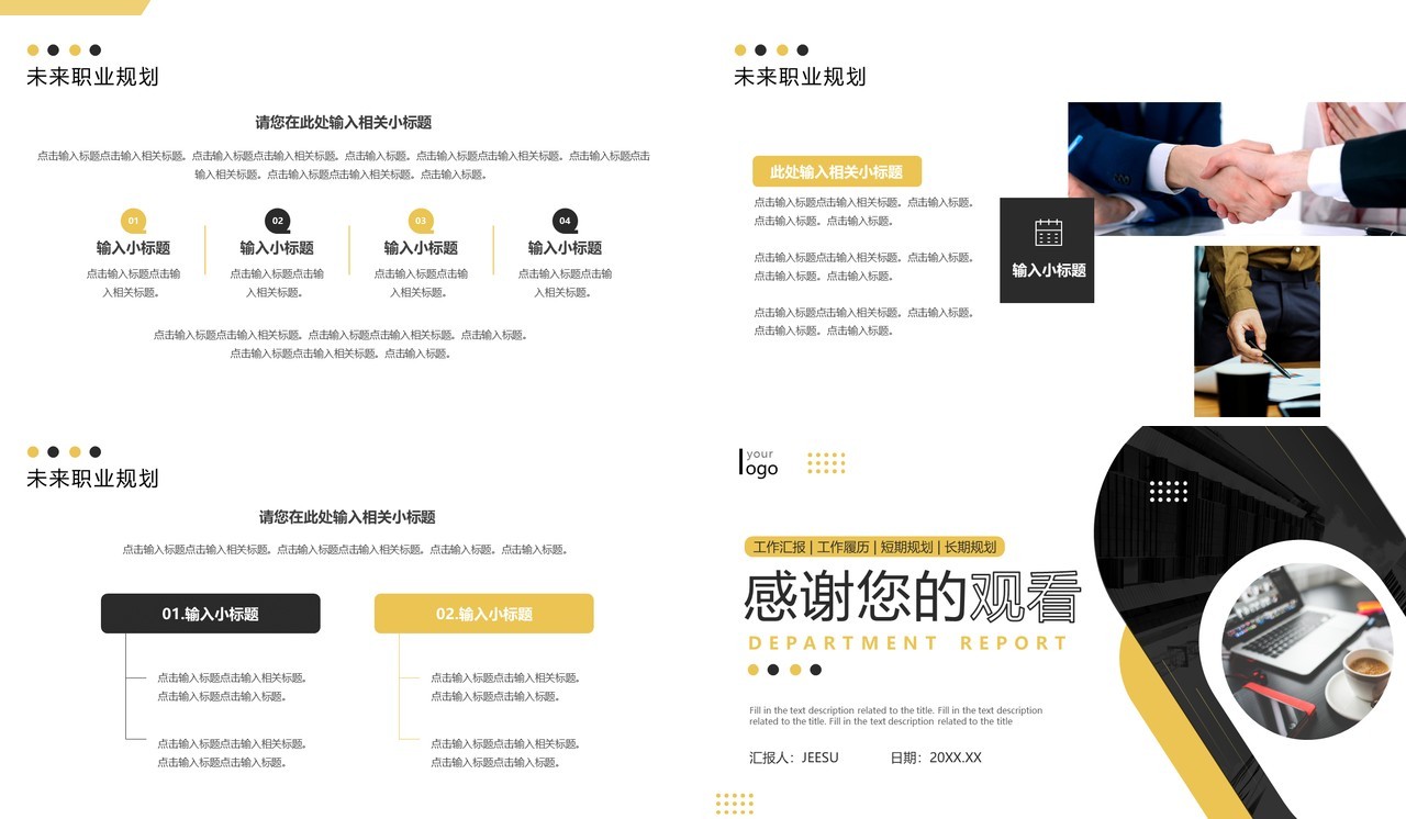 黄黑色商务风部门述职汇报PPT通用模板