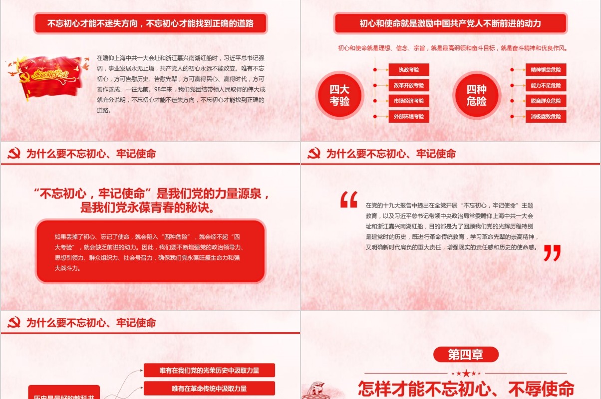 做新时代合格共产党员不忘初心牢记使命党课PPT模板