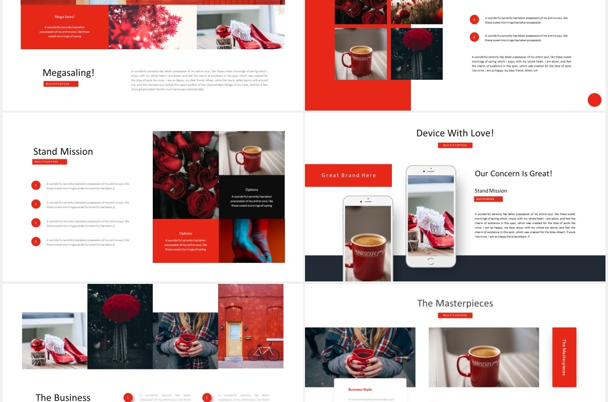 红色商业国外图片排版PPT模板Boost Business - Powerpoint Template