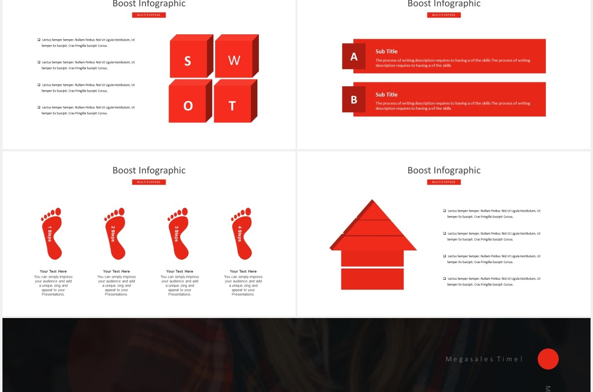 红色商业国外图片排版PPT模板Boost Business - Powerpoint Template