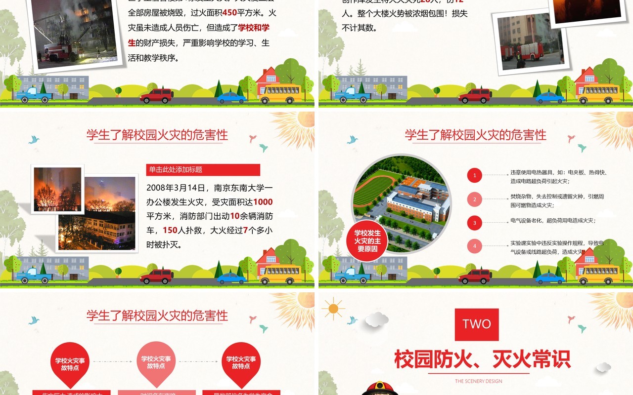 校园小学生幼儿园消防安全防火教育培训宣传课件PPT模板
