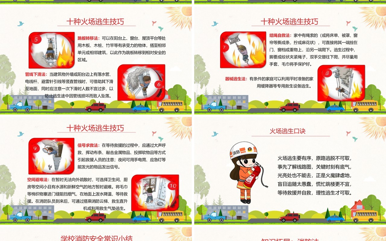 校园小学生幼儿园消防安全防火教育培训宣传课件PPT模板