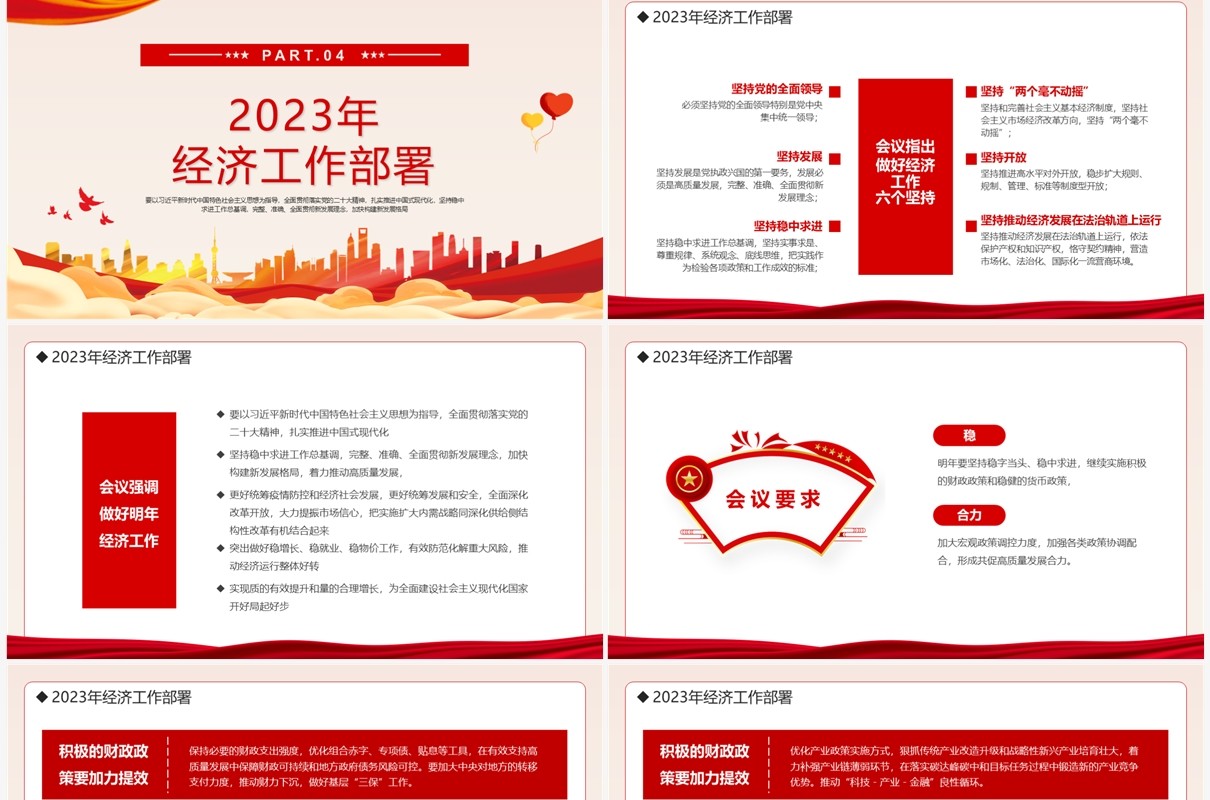 红色党政风明年经济这样干2023经济工作会议PPT模板
