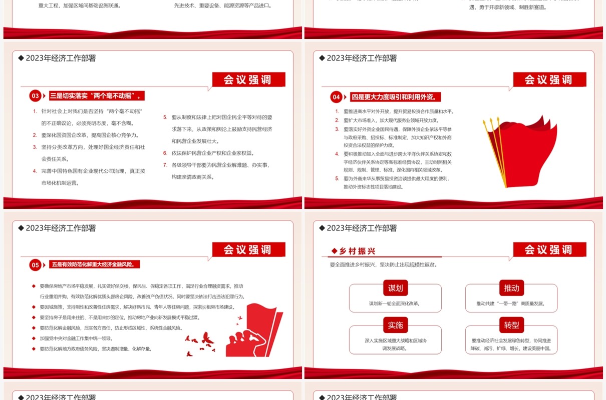 红色党政风明年经济这样干2023经济工作会议PPT模板