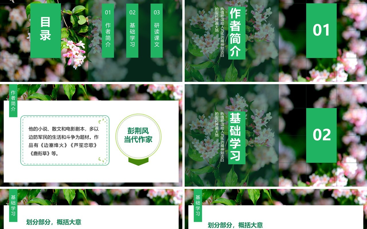 当代作家彭荆风小说驿路梨花动态课件PPT模板
