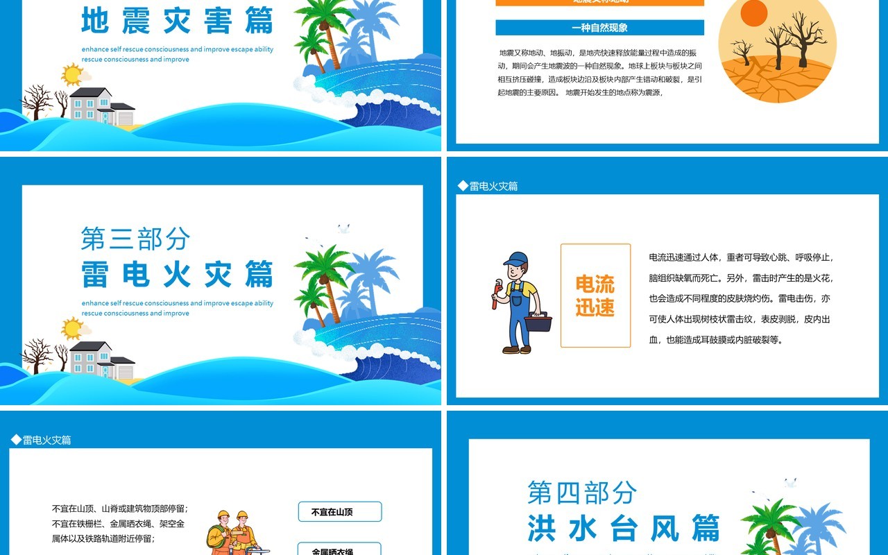 国际减灾日增强自救意识提高逃生本领动态PPT模板