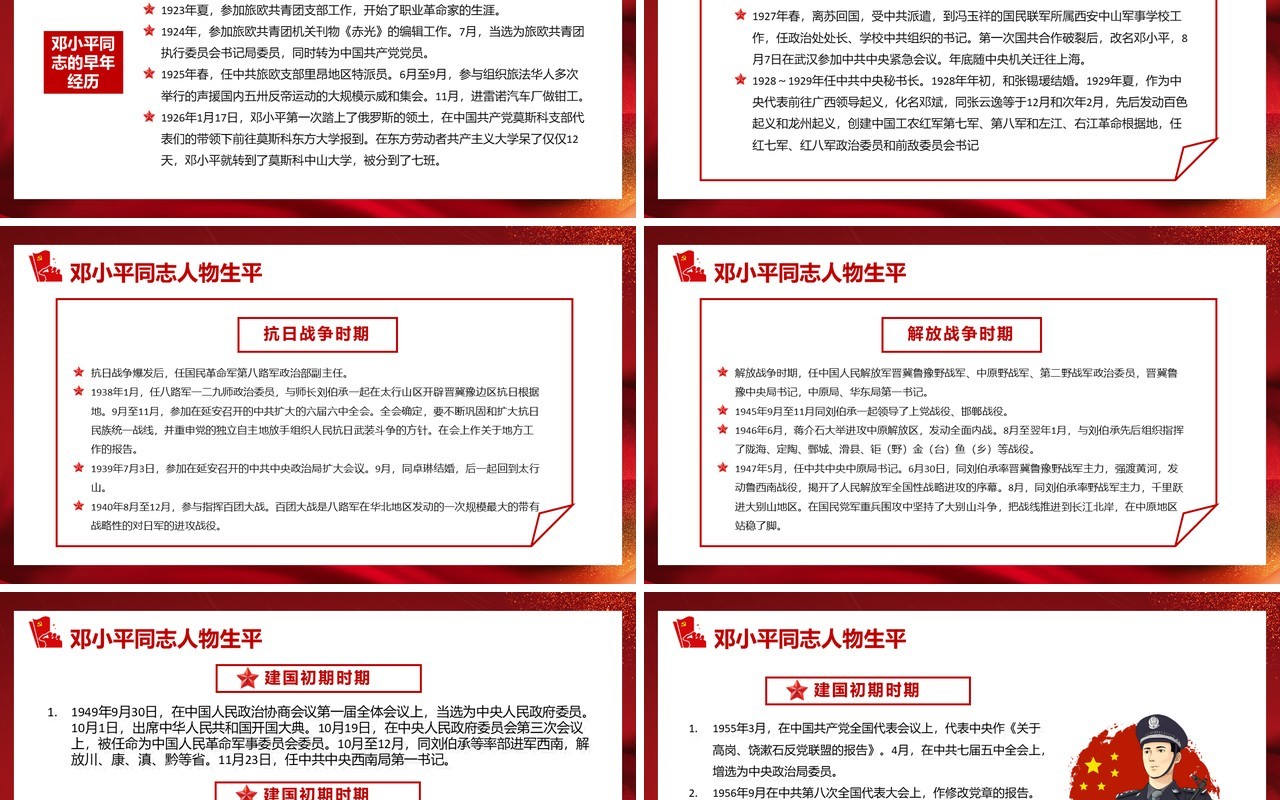 红色党政风纪念邓小平诞辰117周年教育PPT模板