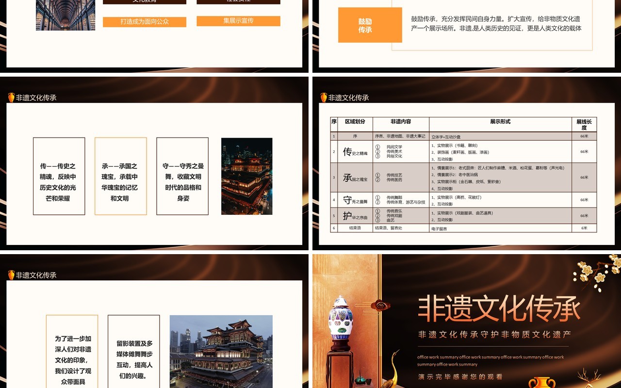 非遗文化传承守护非物质文化遗产动态PPT模板