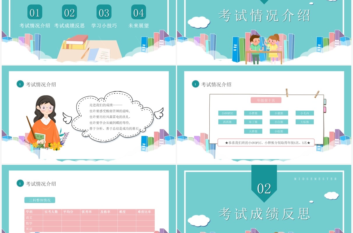 期中考试质量分析主题班会PPT模板
