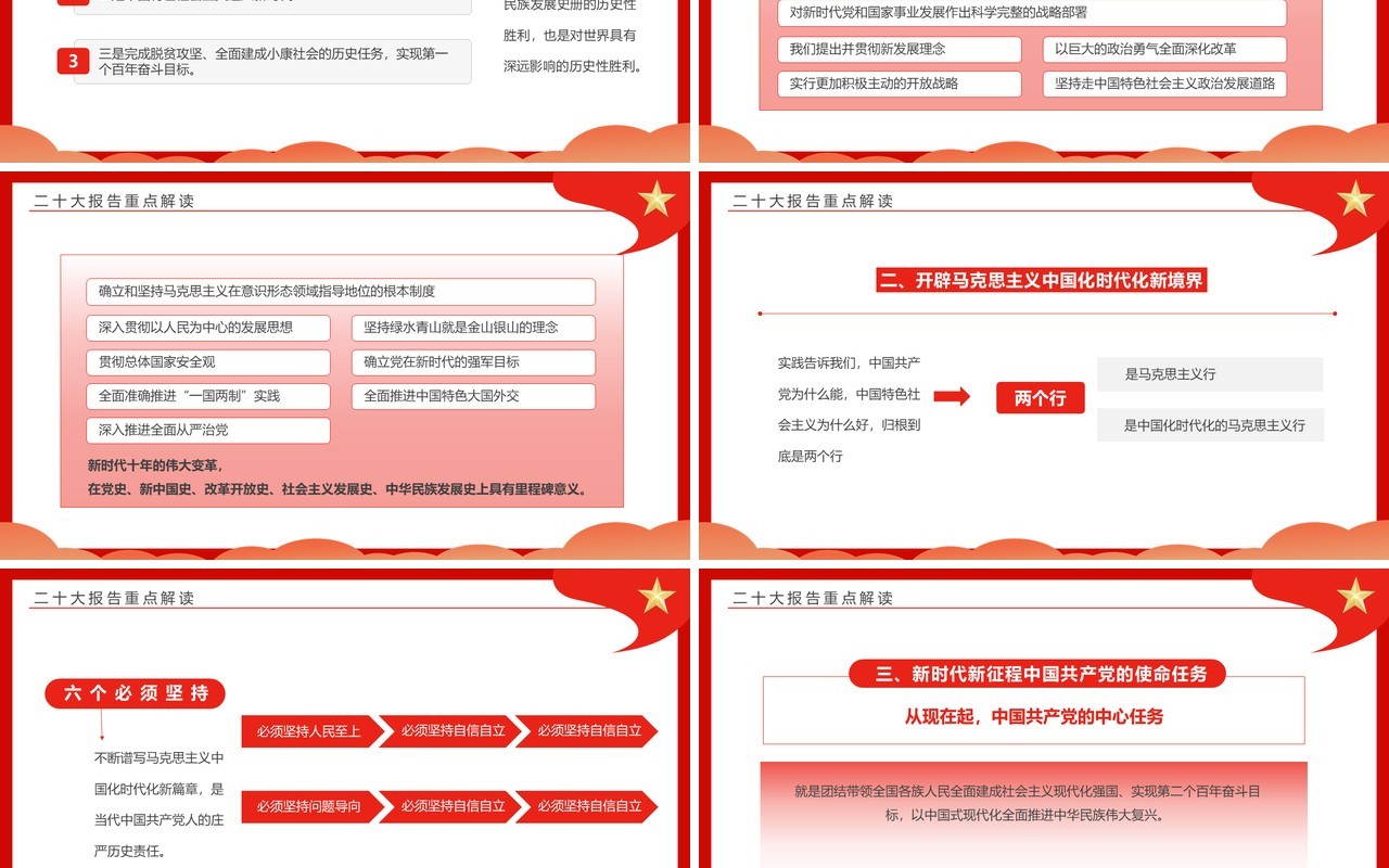 红色简约风学习党的二十大报告PPT模板