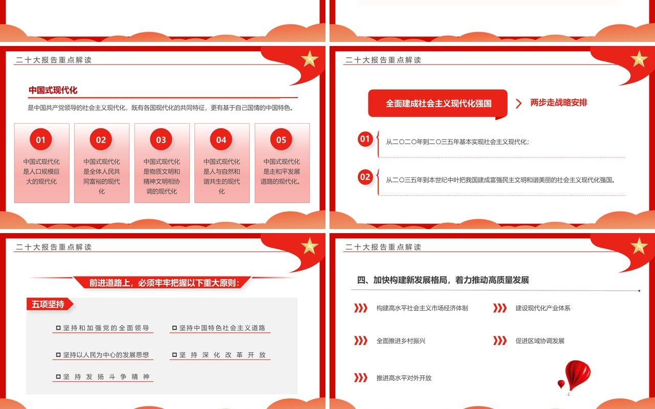 红色简约风学习党的二十大报告PPT模板