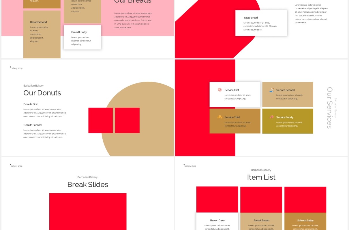 简约烘焙宣传介绍图片版式设计PPT模板Bakery Powerpoint Template