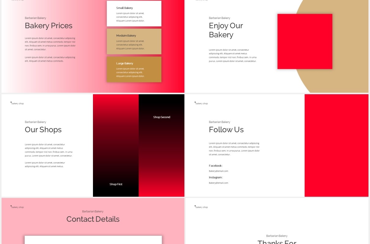 简约烘焙宣传介绍图片版式设计PPT模板Bakery Powerpoint Template