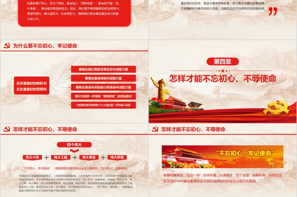 大气做新时代合格共产党员不忘初心牢记使命党课PPT模板