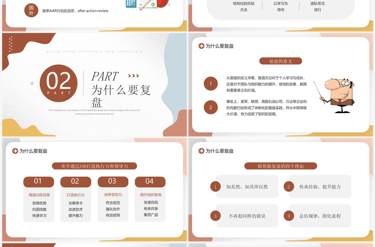 莫兰迪色复盘把经验转化成为能力PPT模板