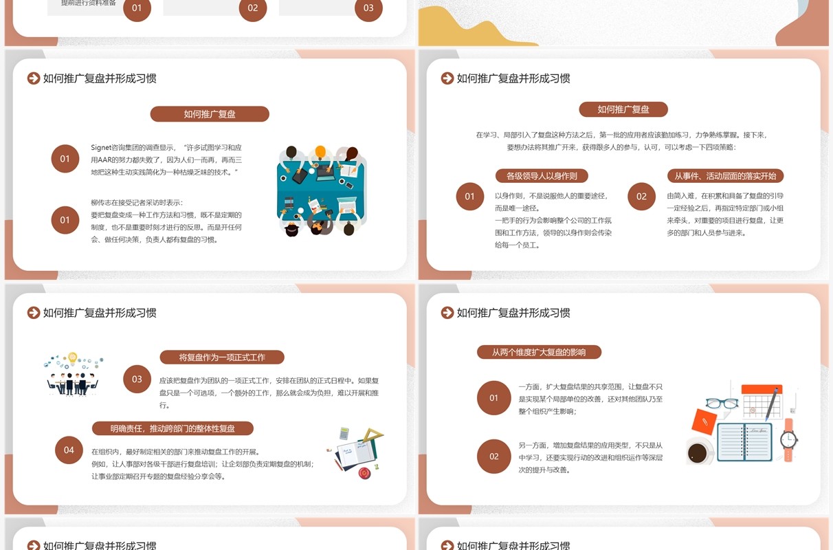 莫兰迪色复盘把经验转化成为能力PPT模板