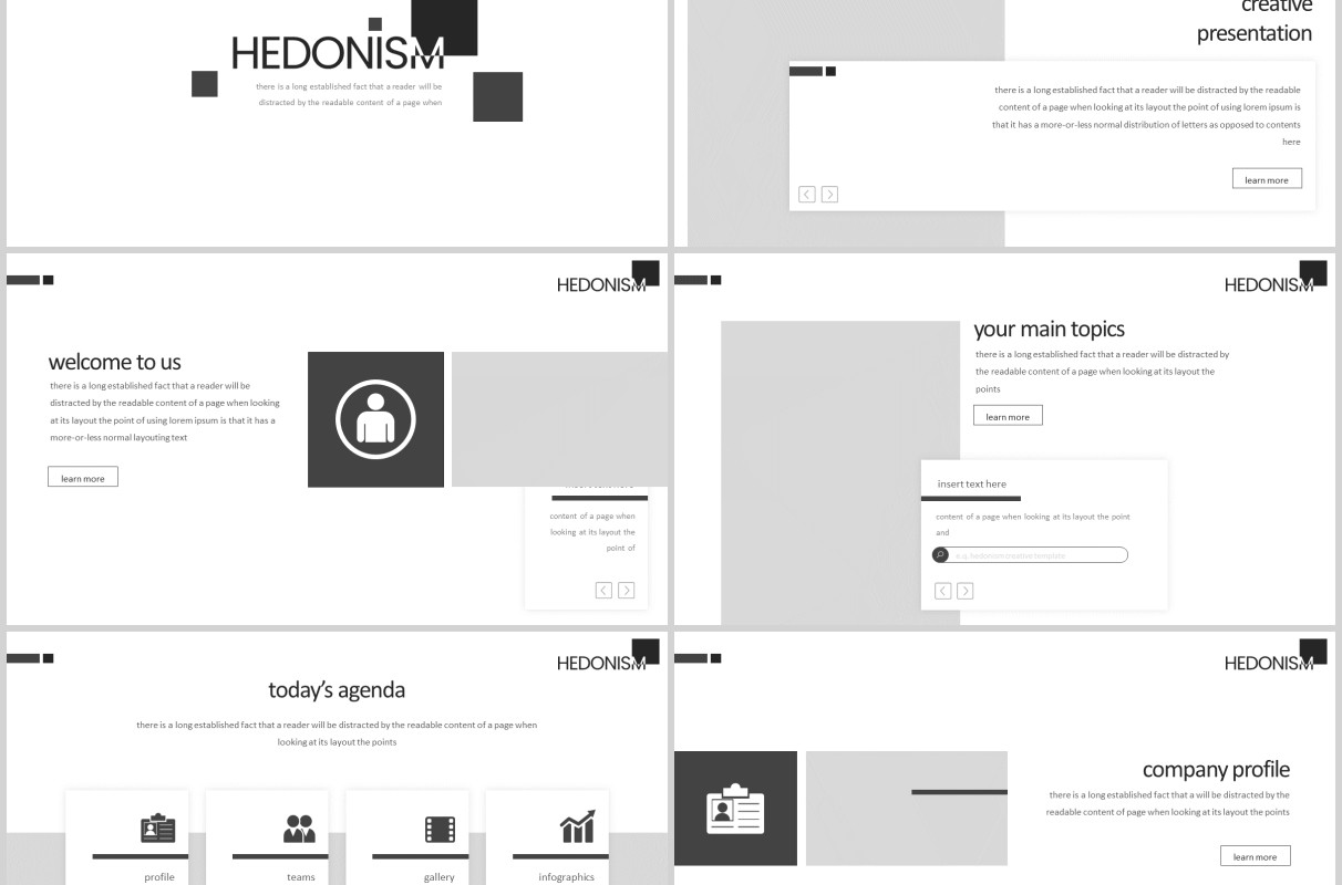 时尚高端大气工作计划总结汇报PPT模板版式素材图文排版Hedonism Powerpoint Template