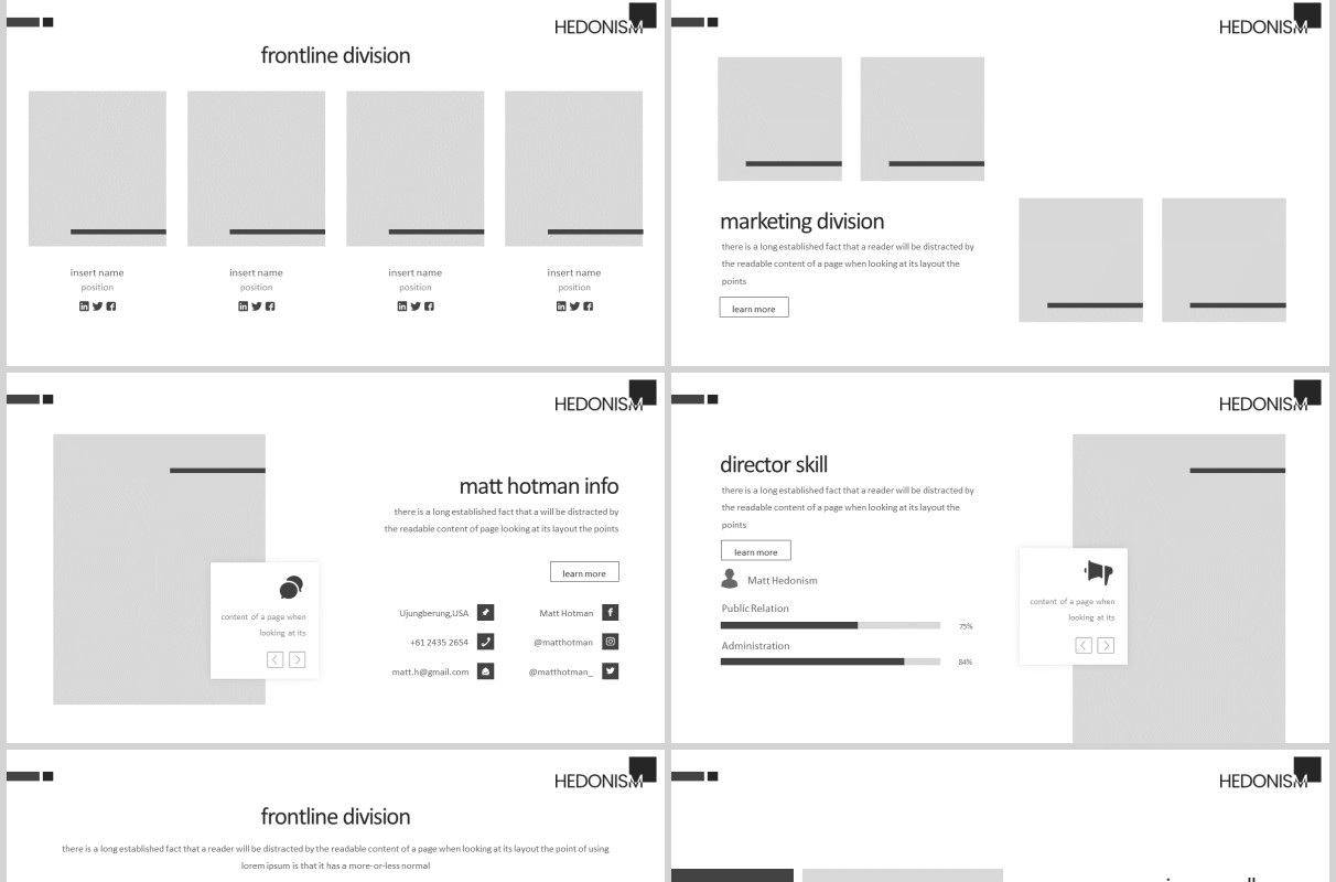 时尚高端大气工作计划总结汇报PPT模板版式素材图文排版Hedonism Powerpoint Template