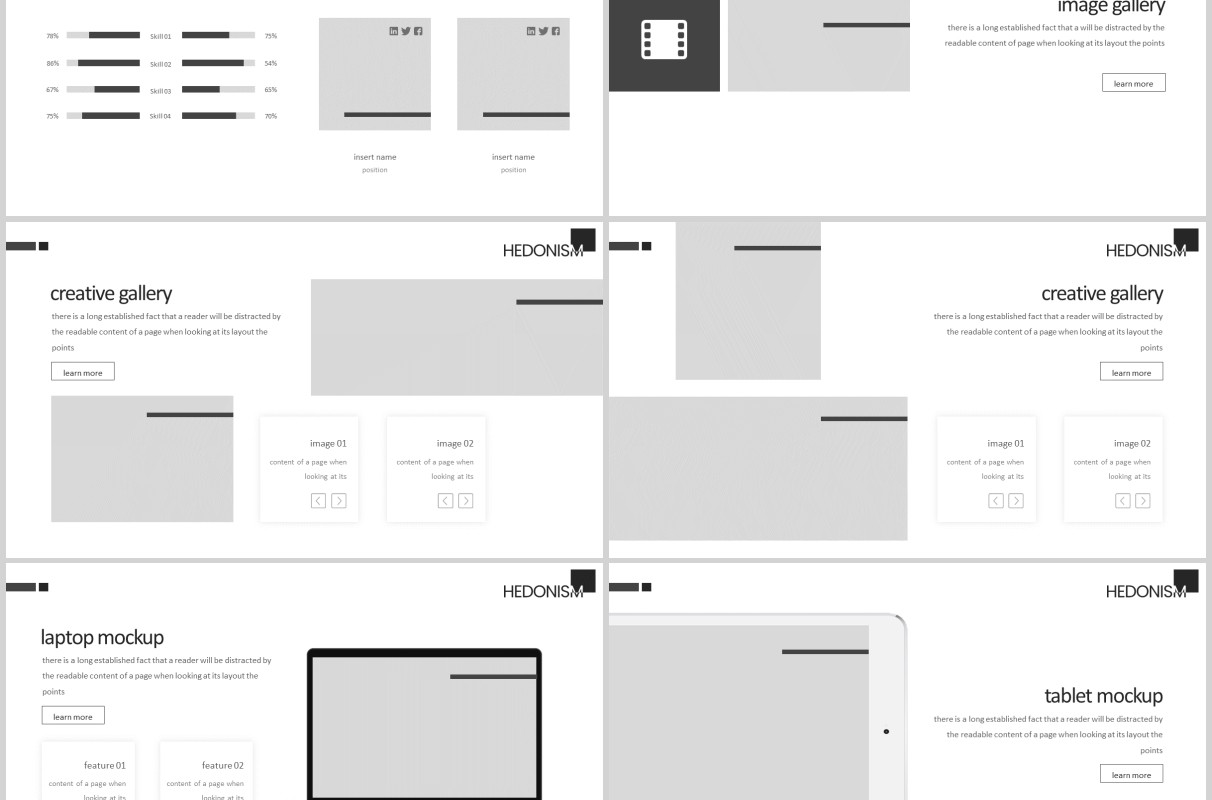 时尚高端大气工作计划总结汇报PPT模板版式素材图文排版Hedonism Powerpoint Template