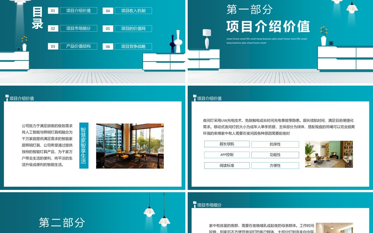 智慧家智享生活智能灯具商业策划书动态PPT模板