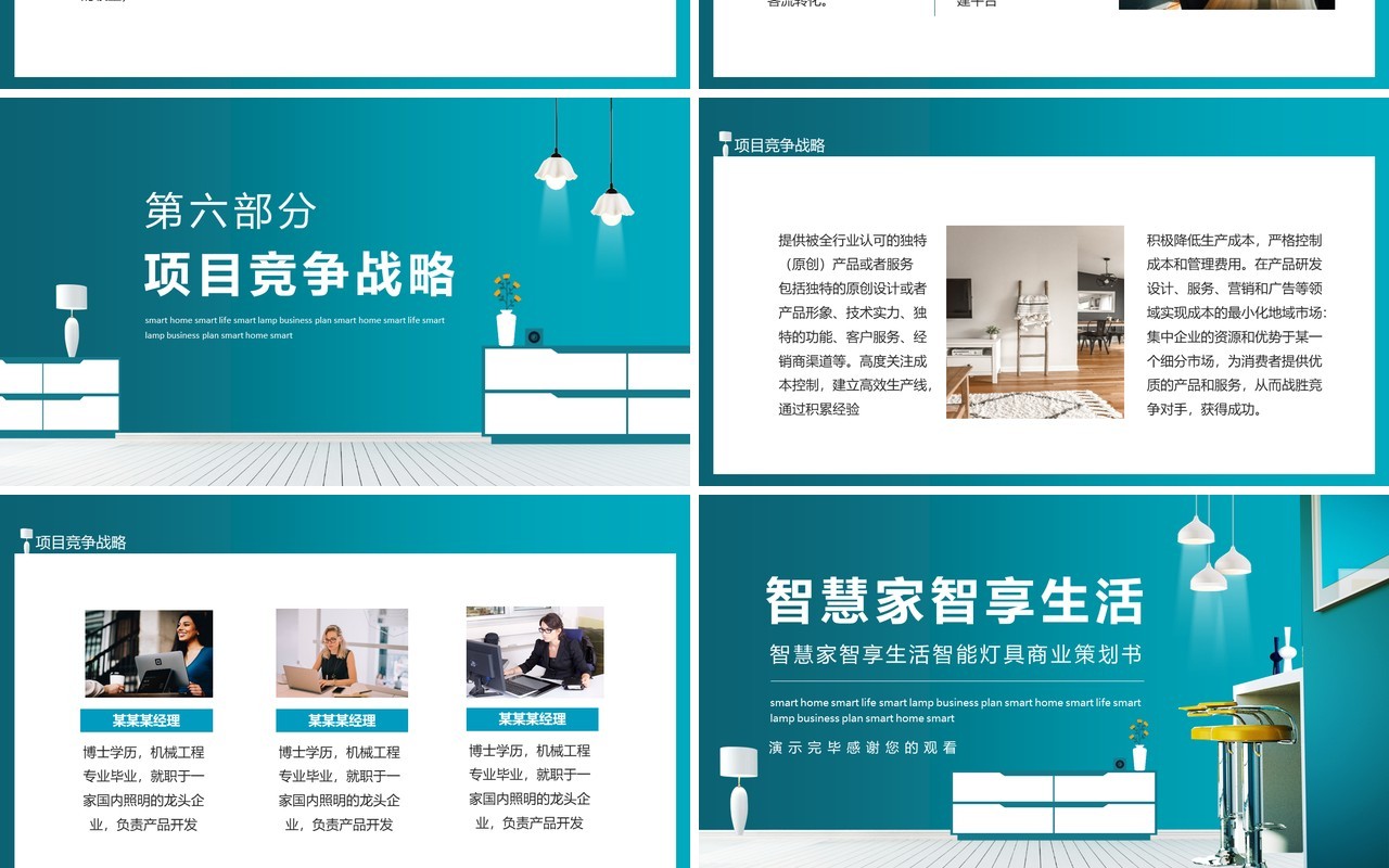 智慧家智享生活智能灯具商业策划书动态PPT模板