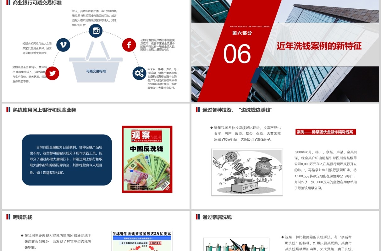 红蓝大气商务通用反洗钱知识培训金融财务银行动态PPT模板