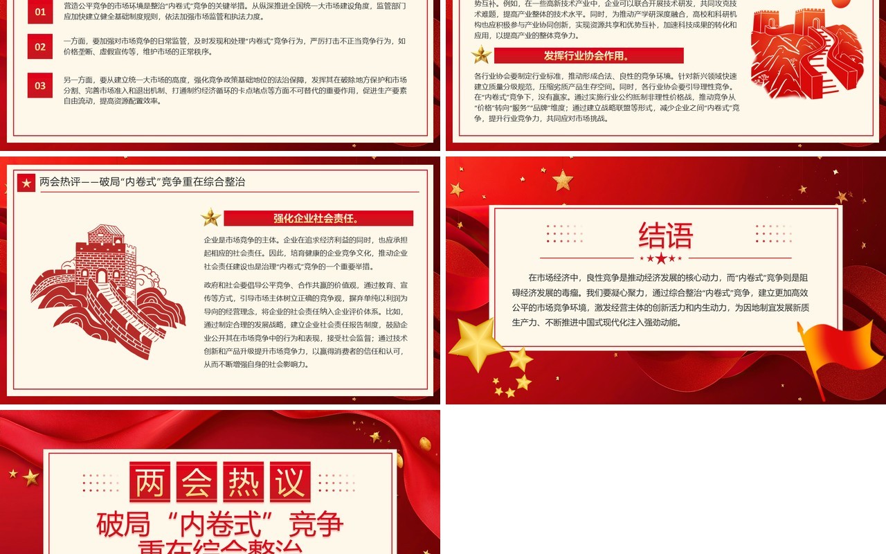 红色党政风破局内卷式竞争重在综合整治PPT模板