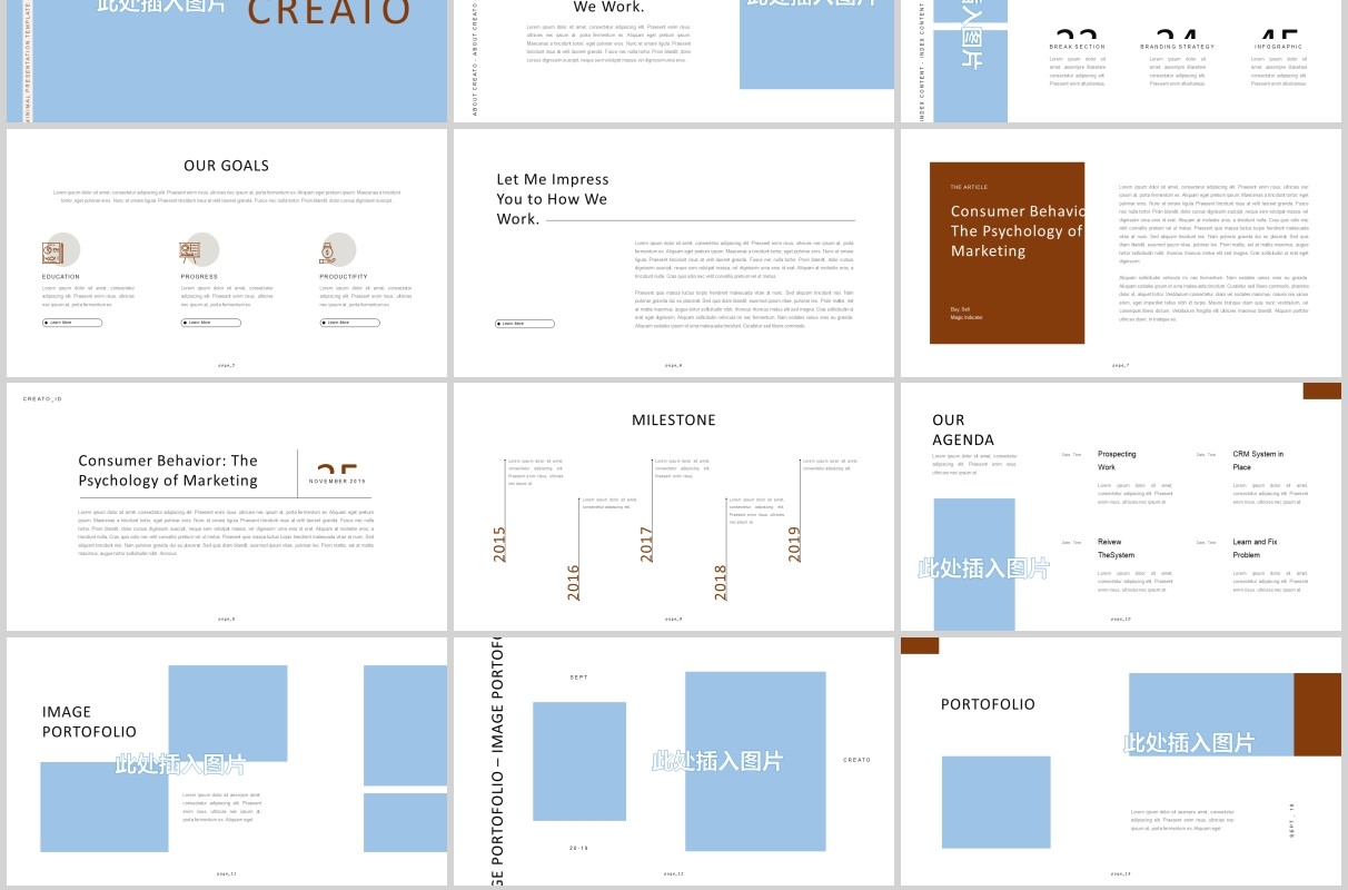 欧美通用PPT图片占位符版式设计模板Creato Powerpoint