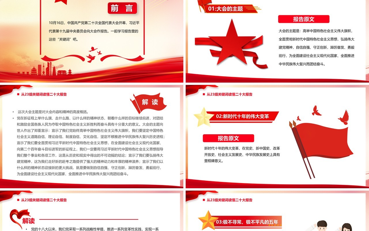 从23组关键词读懂党的二十大报告PPT模板