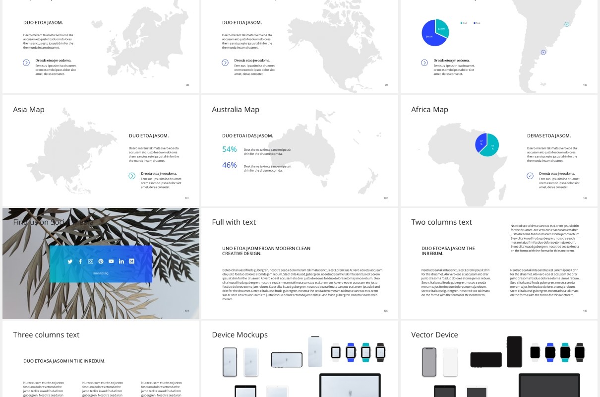 简约工作计划报告个人简历PPT模板ARONA - Powerpoint Presentation Template