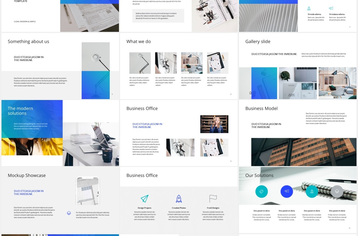 简约工作计划报告个人简历PPT模板ARONA - Powerpoint Presentation Template
