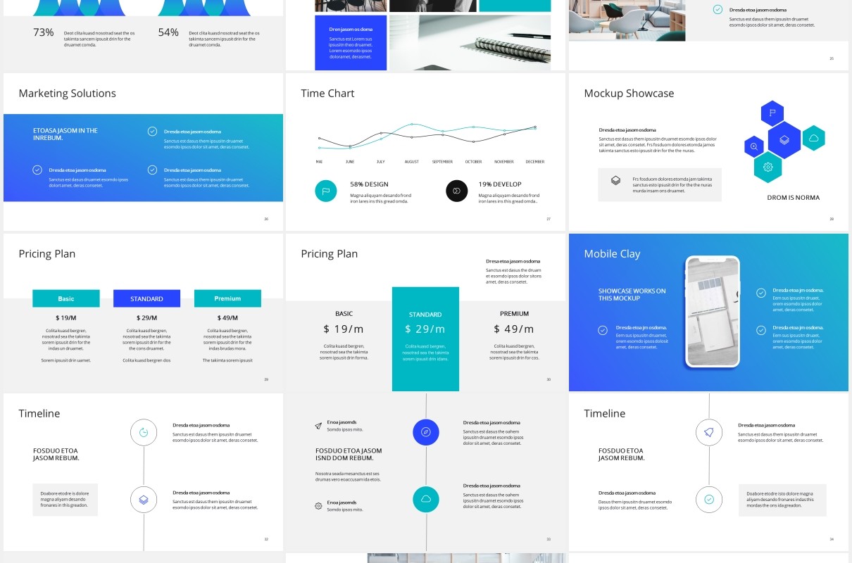 简约工作计划报告个人简历PPT模板ARONA - Powerpoint Presentation Template