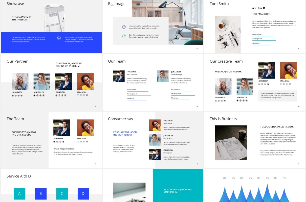 简约工作计划报告个人简历PPT模板ARONA - Powerpoint Presentation Template