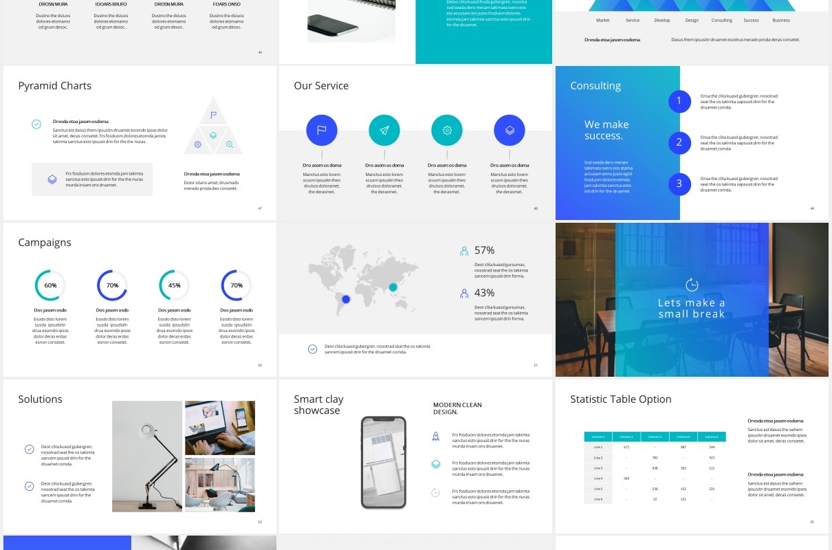 简约工作计划报告个人简历PPT模板ARONA - Powerpoint Presentation Template