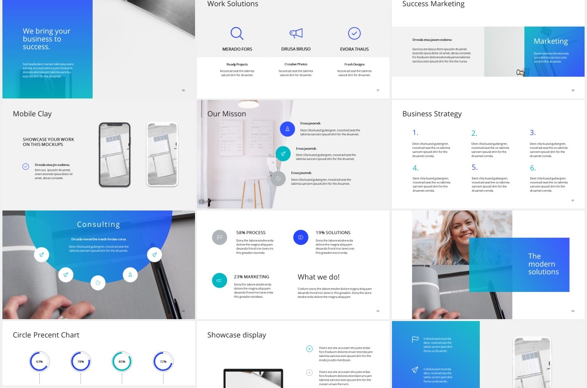 简约工作计划报告个人简历PPT模板ARONA - Powerpoint Presentation Template