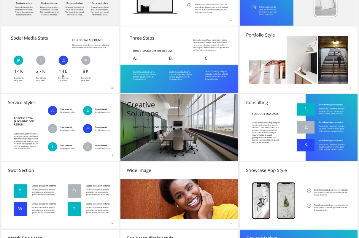 简约工作计划报告个人简历PPT模板ARONA - Powerpoint Presentation Template