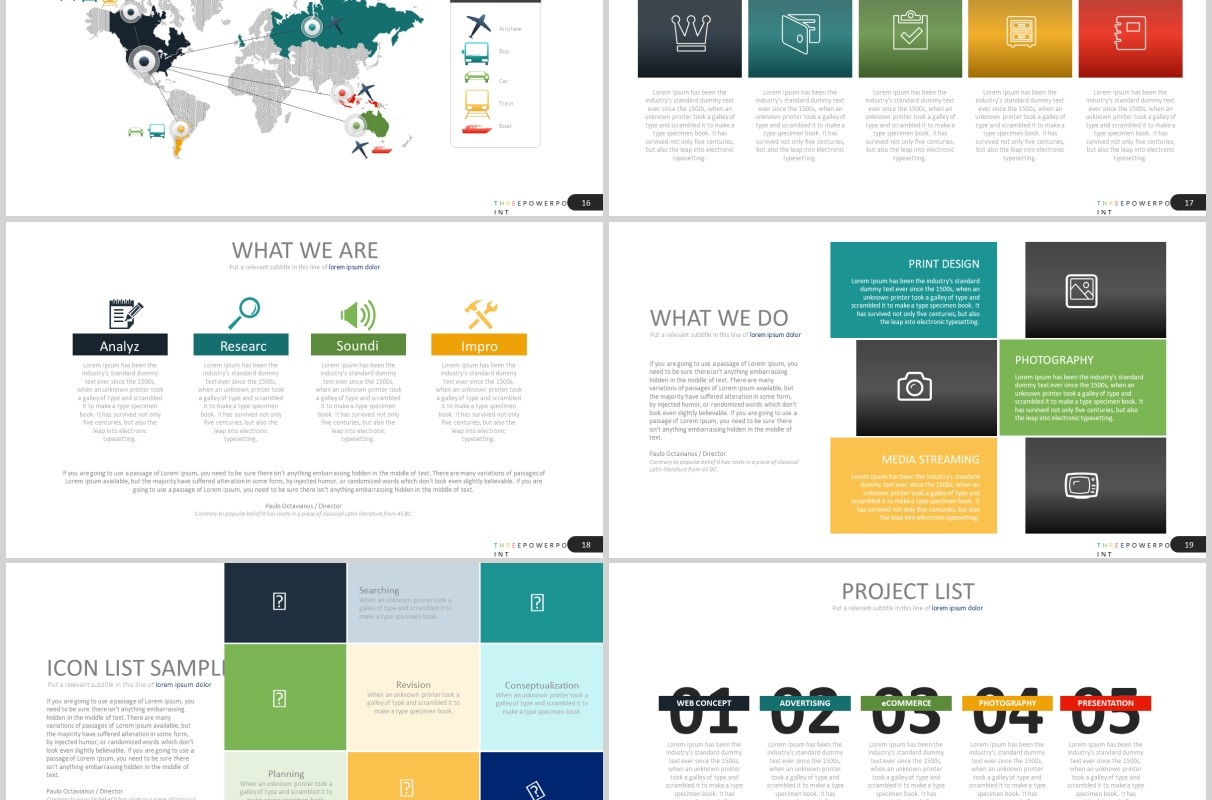 高端公司组织结构图宣传介绍PPT图片排版设计模板Three - Powerpoint Template