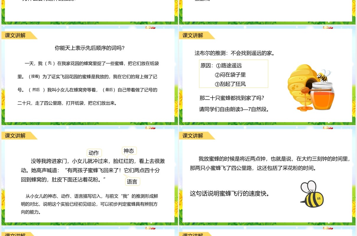 人教版三年级语文下册蜜蜂语文课件PPT模板