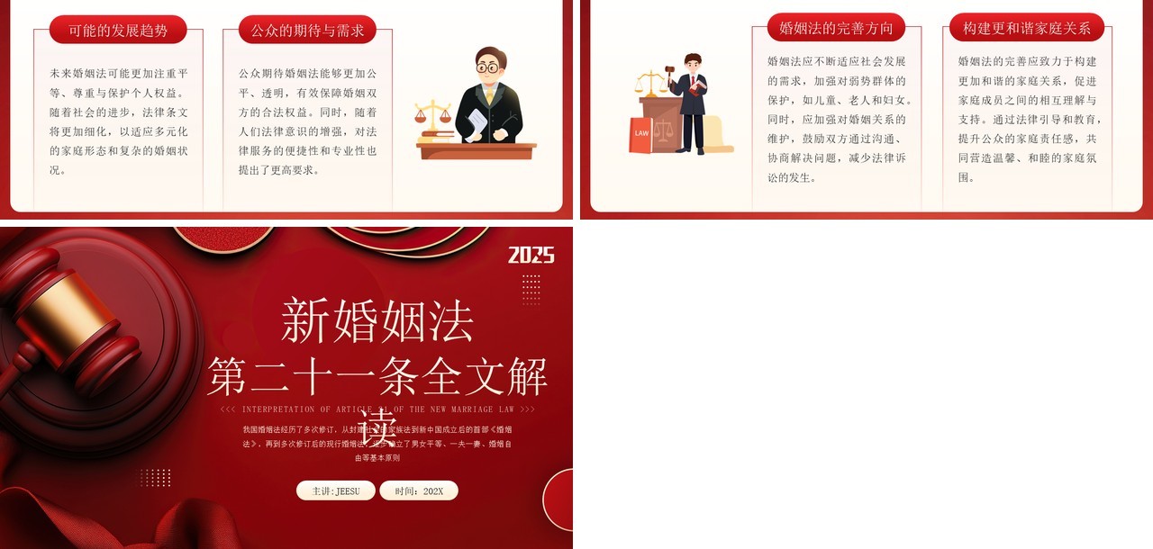 红色新婚姻法第二十一条全文解读PPT模板