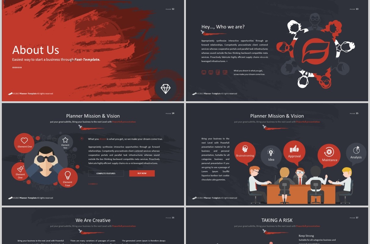 笔刷创意图形版式设计PPT商务模板Brush Powerpoint Template