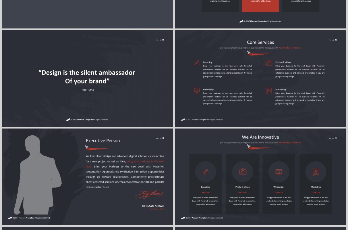 笔刷创意图形版式设计PPT商务模板Brush Powerpoint Template
