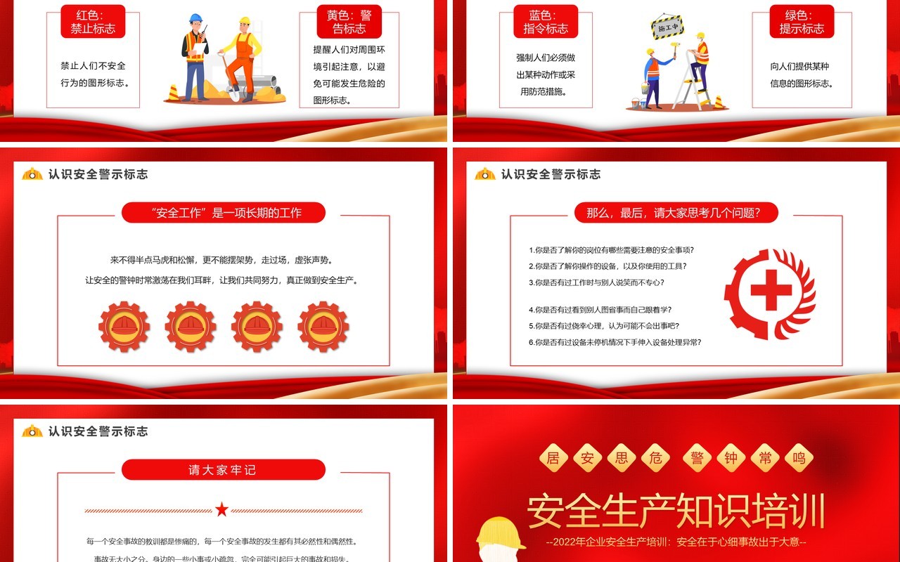 红色简约安全生产知识培训PPT模板