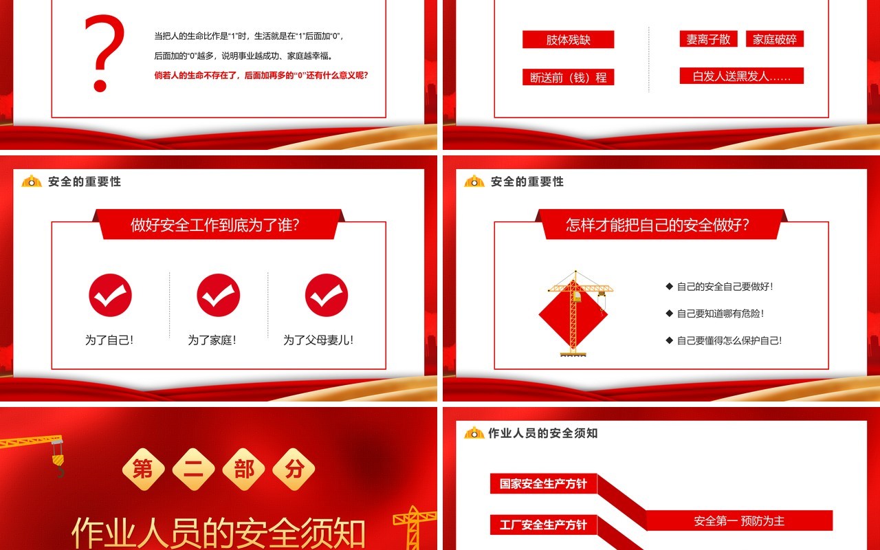 红色简约安全生产知识培训PPT模板