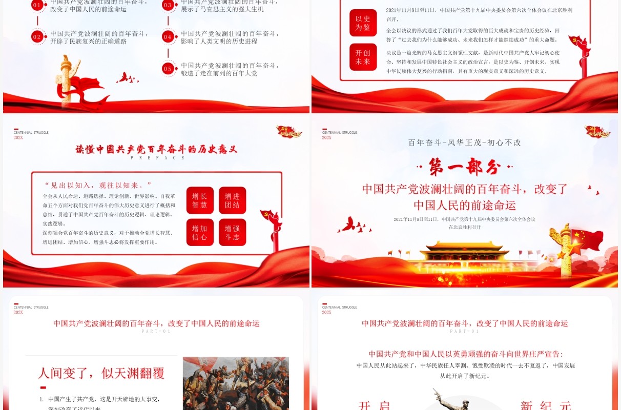 红色党政简约风格以最初的心走最远的路党课学习PPT模板